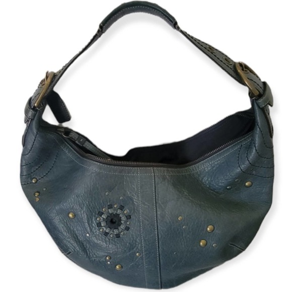 AUTHENTIC COACH MIA HOBO STUDD LEATHER BLUE WOMEN PURSE D063-10063 - Picture 4 of 8